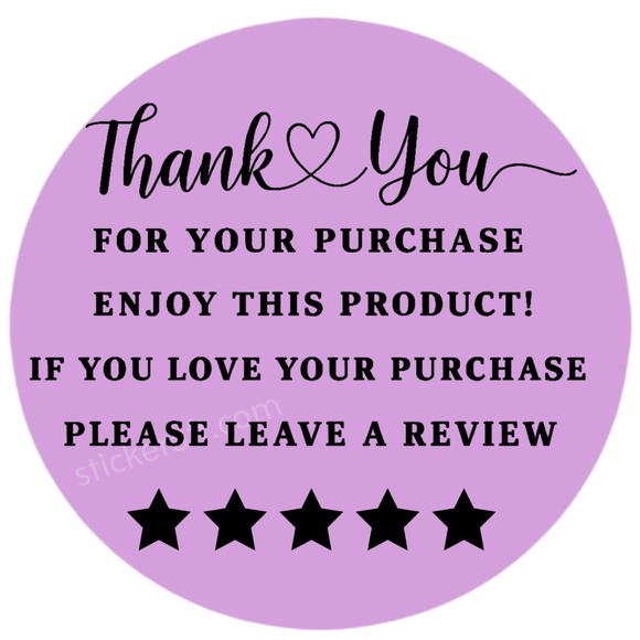 Thank You for Purchase Stickers – 2 Inch, 5 Star Review Labels – 100 PCS NEW - Picture 13 of 15